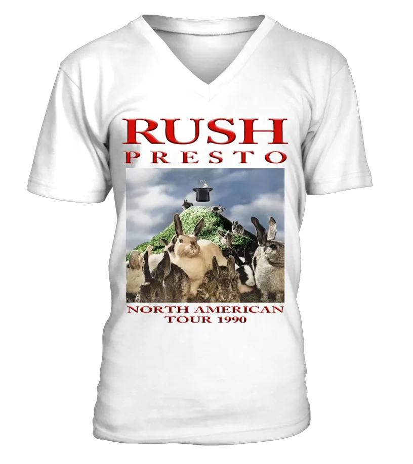 2 SIDES  RUSH PRESTO AMERICAN TOUR 1990  WT CAMISETA CUELLO EN V UNISEX