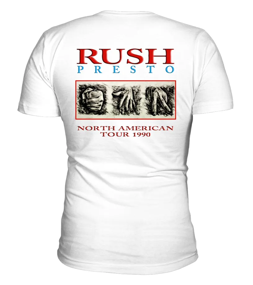 2 SIDES  RUSH PRESTO AMERICAN TOUR 1990  WT CAMISETA CUELLO EN V UNISEX