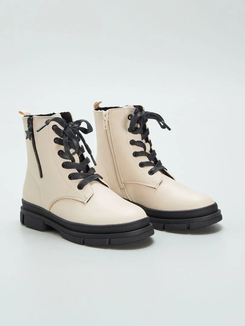 BOTINES DE ESTILO MILITAR  BEIGE