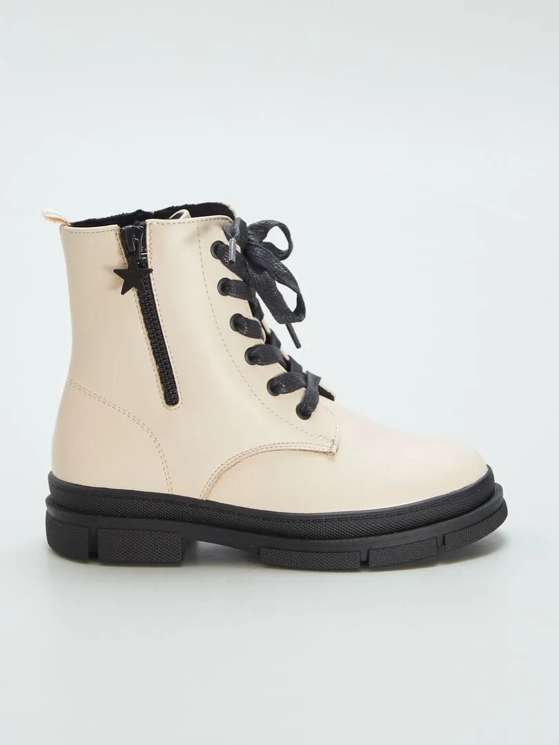 BOTINES DE ESTILO MILITAR  BEIGE