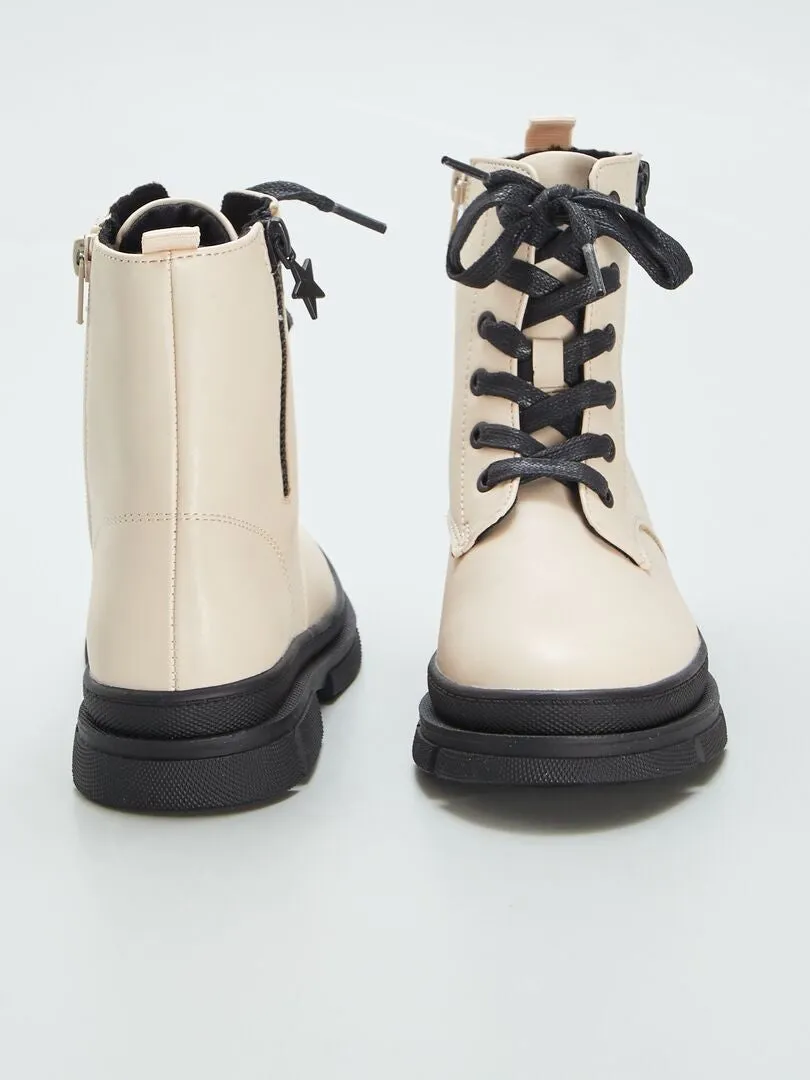 BOTINES DE ESTILO MILITAR  BEIGE