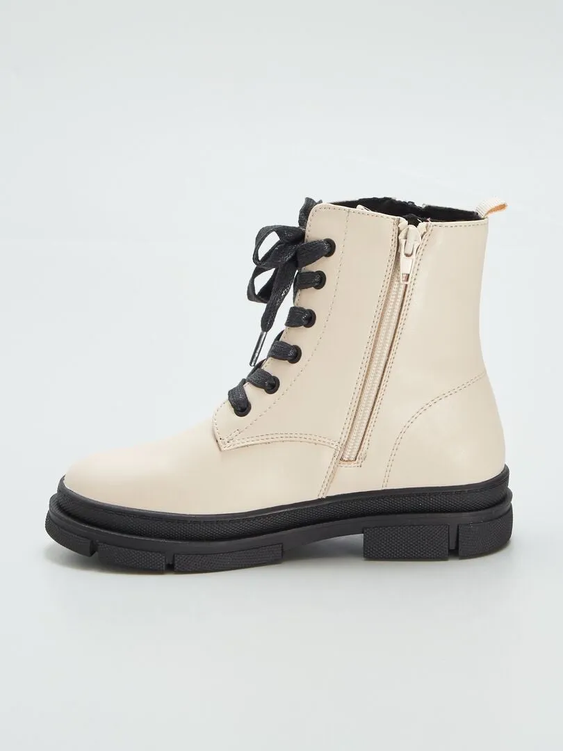 BOTINES DE ESTILO MILITAR  BEIGE