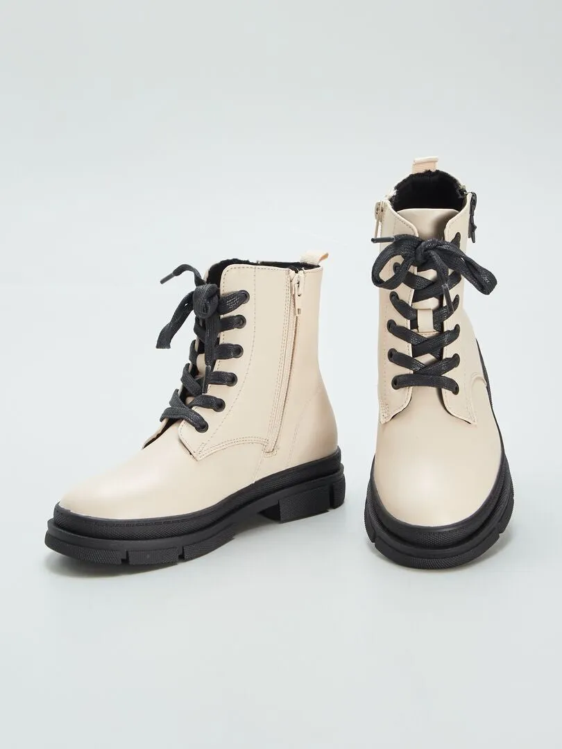 BOTINES DE ESTILO MILITAR  BEIGE