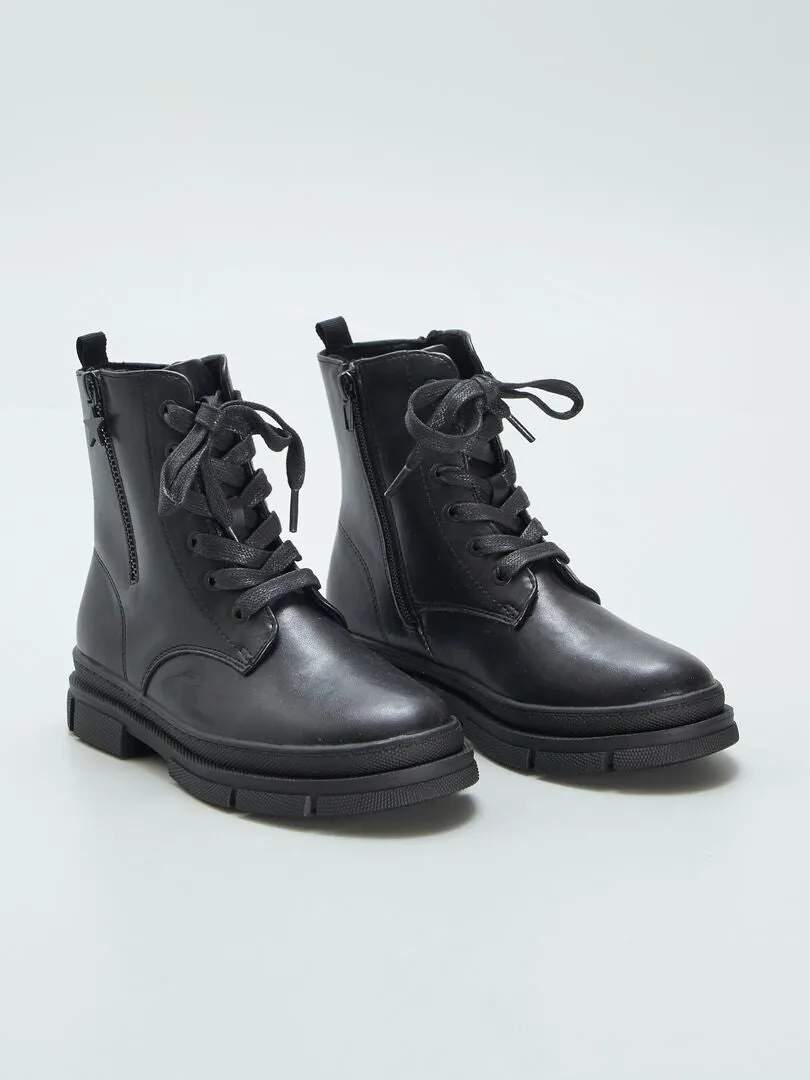 BOTINES DE ESTILO MILITAR  NEGRO
