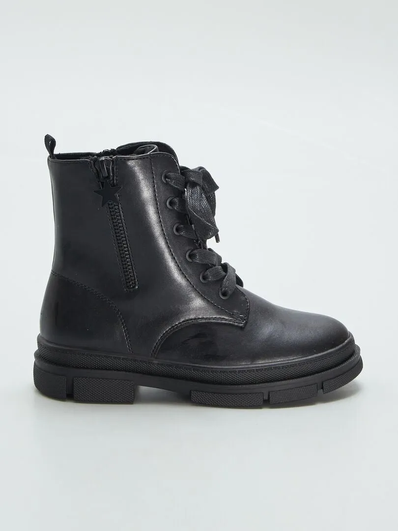 BOTINES DE ESTILO MILITAR  NEGRO