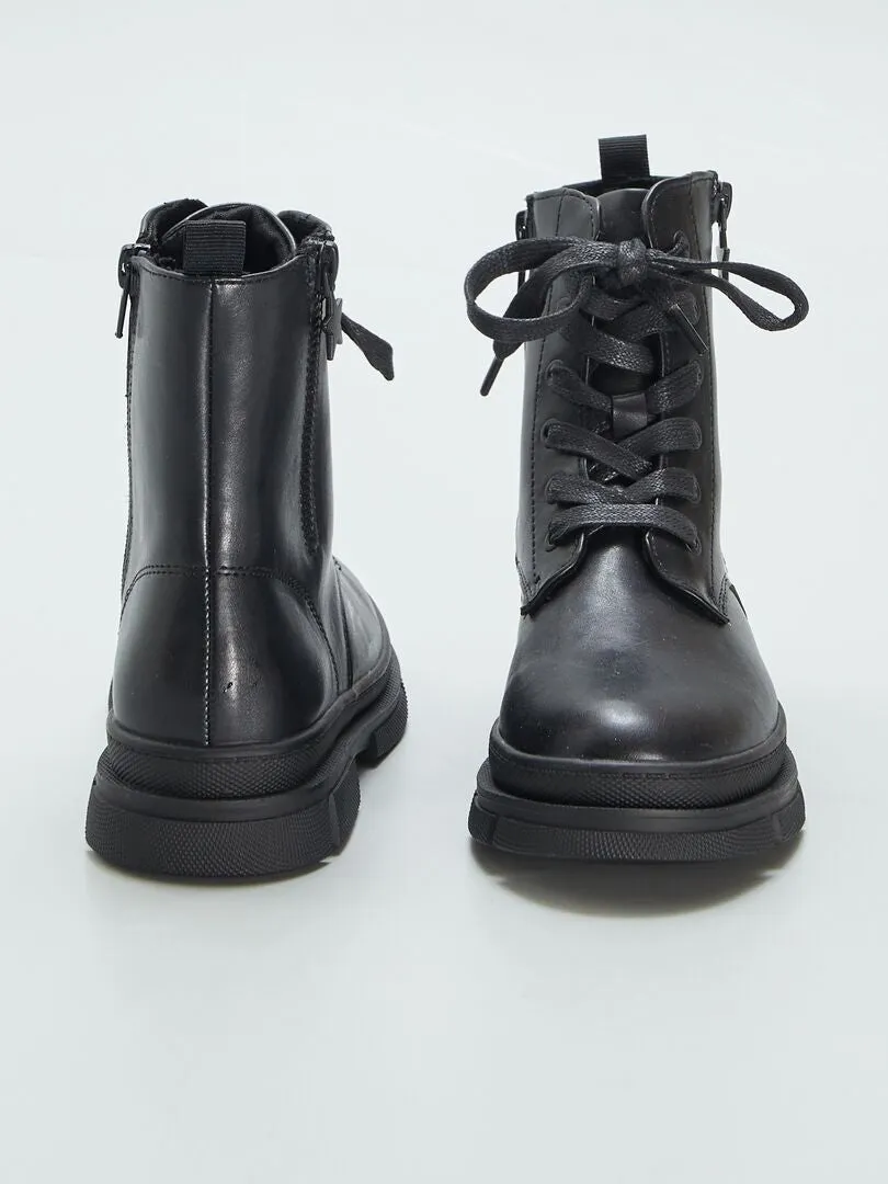 BOTINES DE ESTILO MILITAR  NEGRO