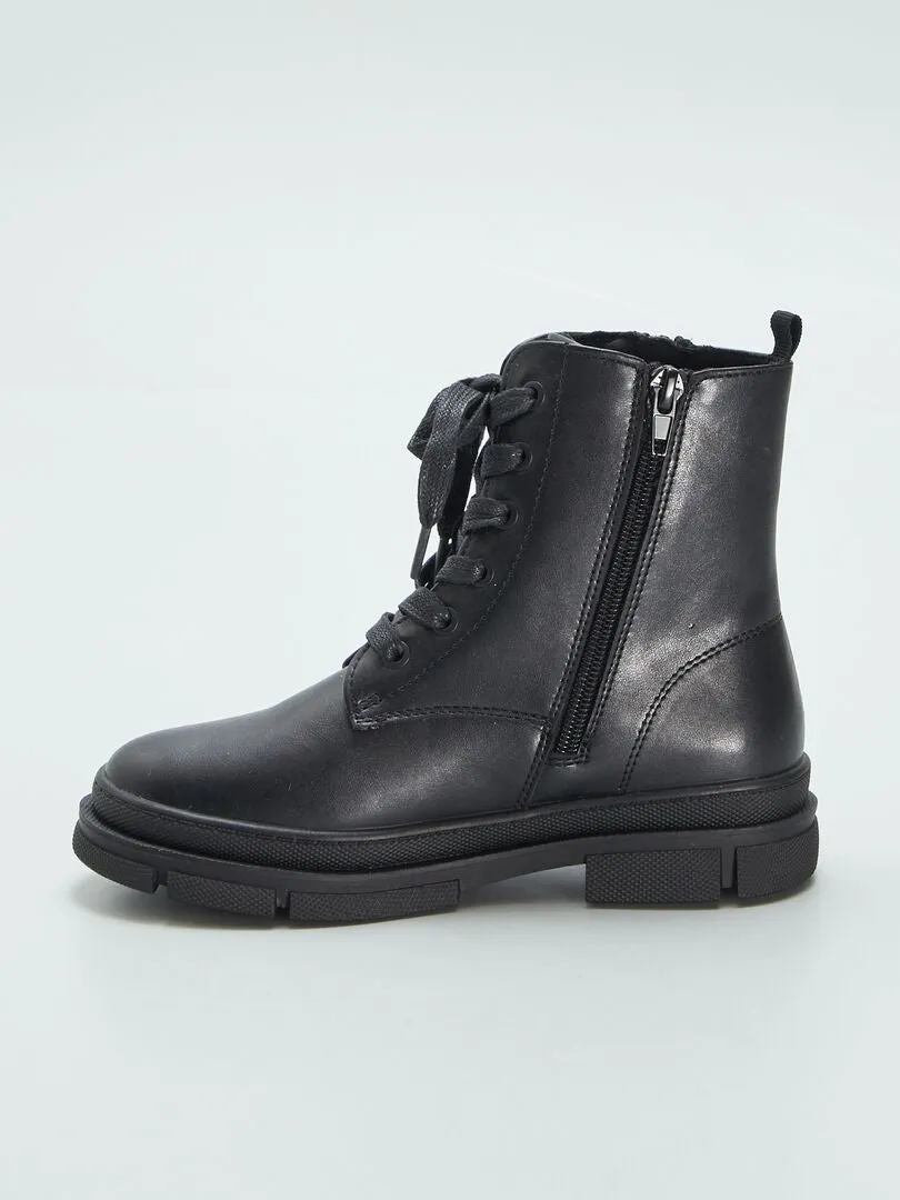 BOTINES DE ESTILO MILITAR  NEGRO