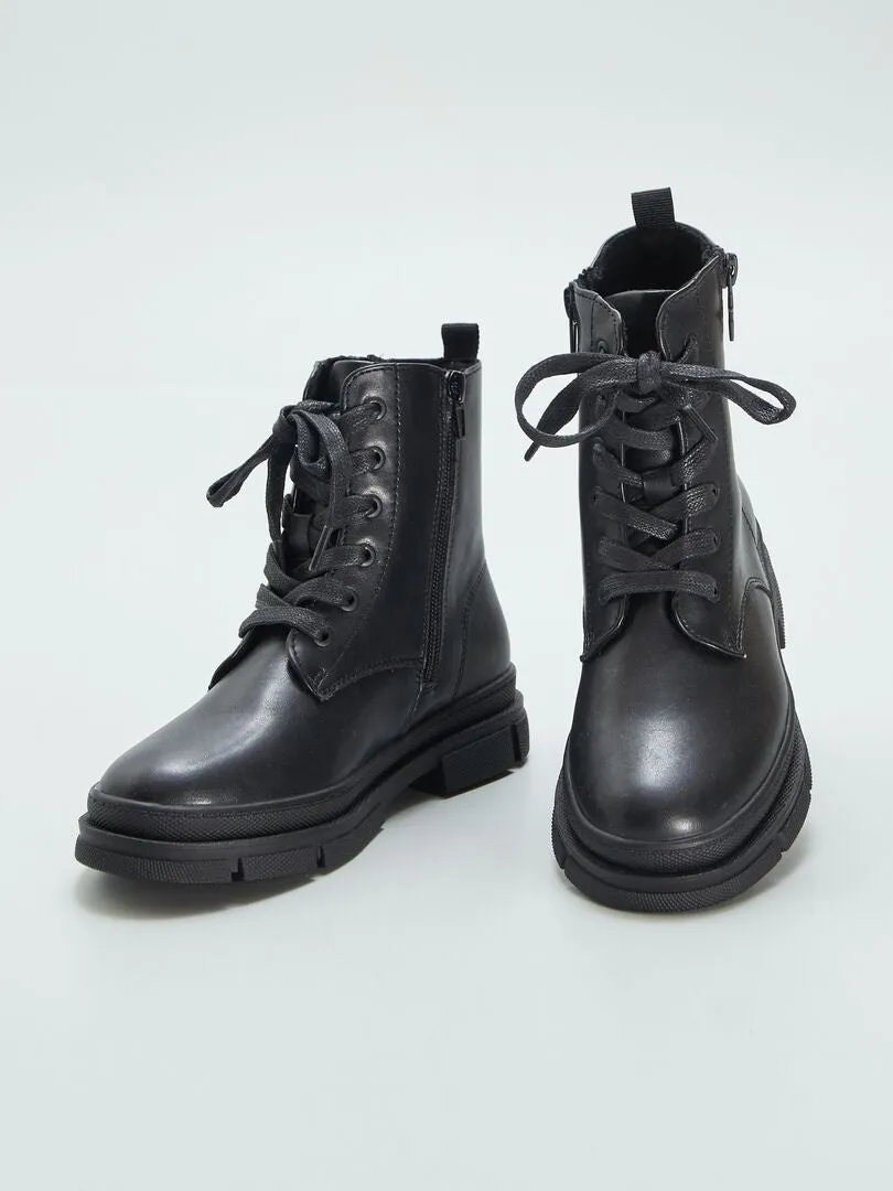 BOTINES DE ESTILO MILITAR  NEGRO