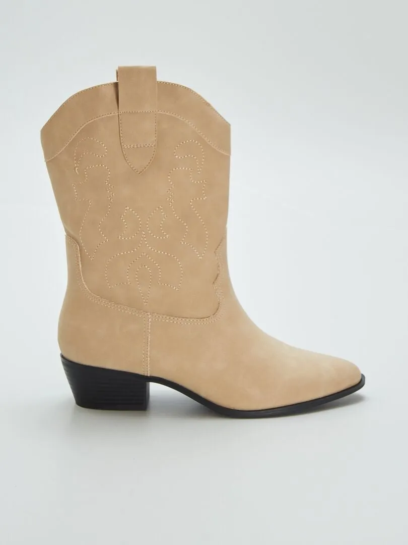 BOTINES ESTILO WESTERN  BEIGE