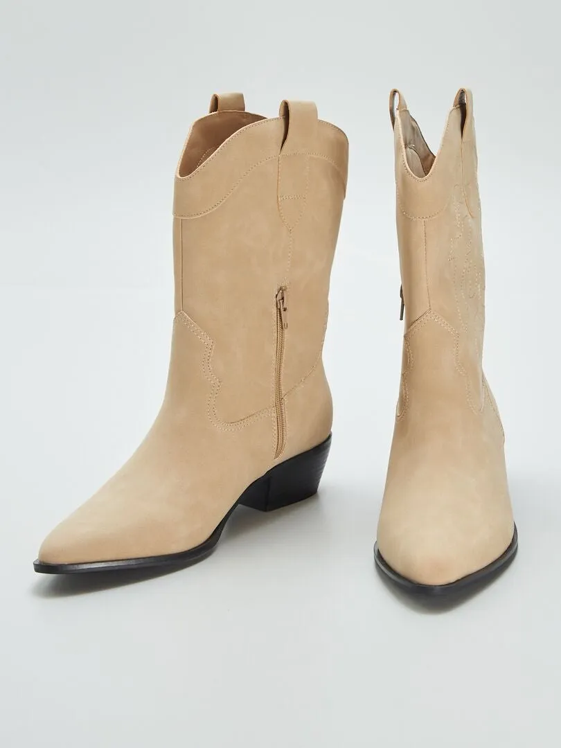 BOTINES ESTILO WESTERN  BEIGE