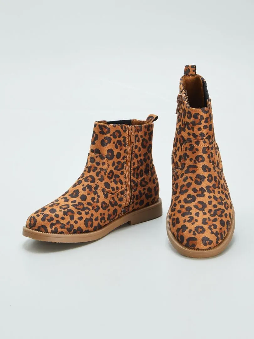 BOTINES TIPO CHELSEA 'LEOPARDO'  MARRON