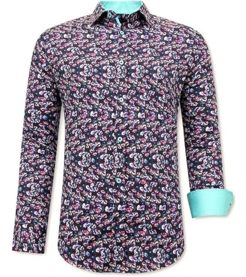 CAMISAS ESTAMPADAS PARA HOMBRE  3076NW  NEGRO