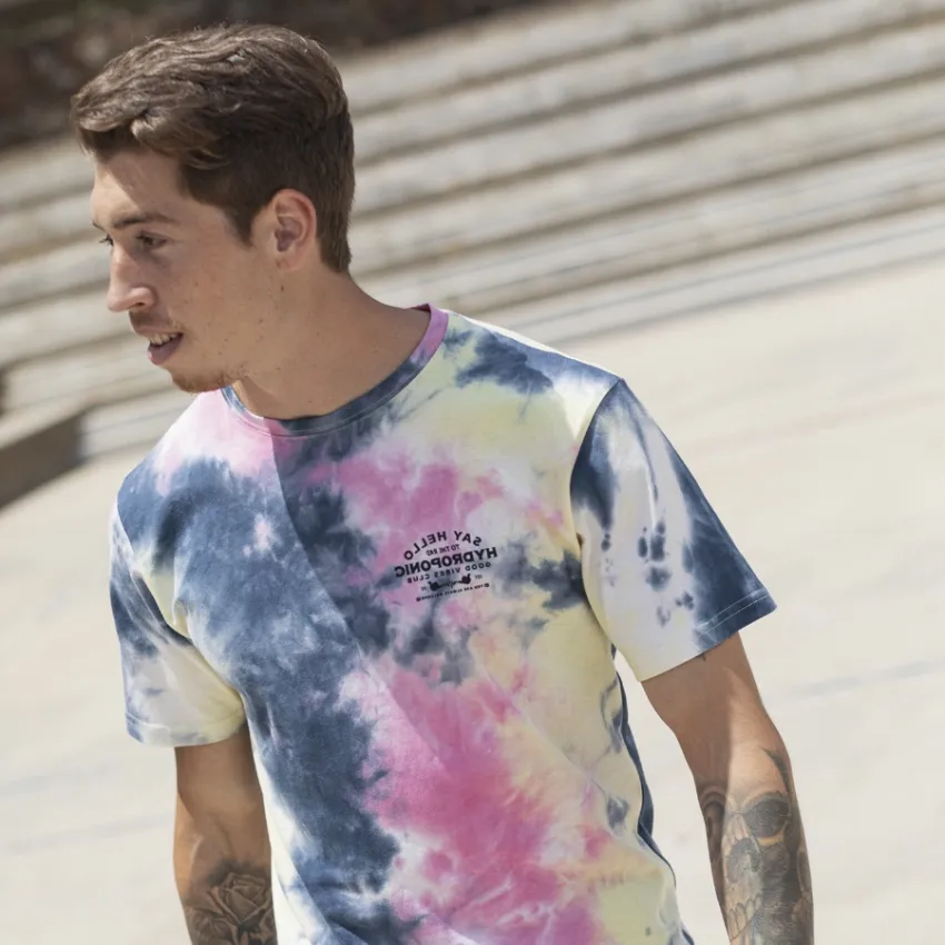 CAMISETA HOMBRE HYDROPONIC MANGA CORTA GOOD VIBES TIE DYE BLUE YELLOW REF. 2150502 AZUL DEGRADADO