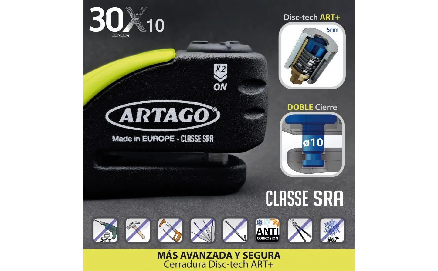 Candado Artago 30X Alarm+Warning 14mm SRA |30X14|