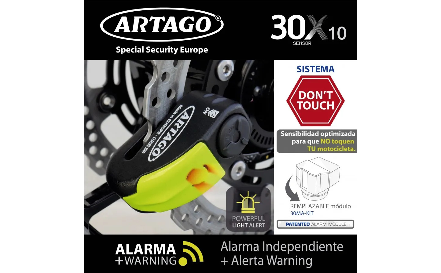 Candado Artago 30X Alarm+Warning 14mm SRA |30X14|