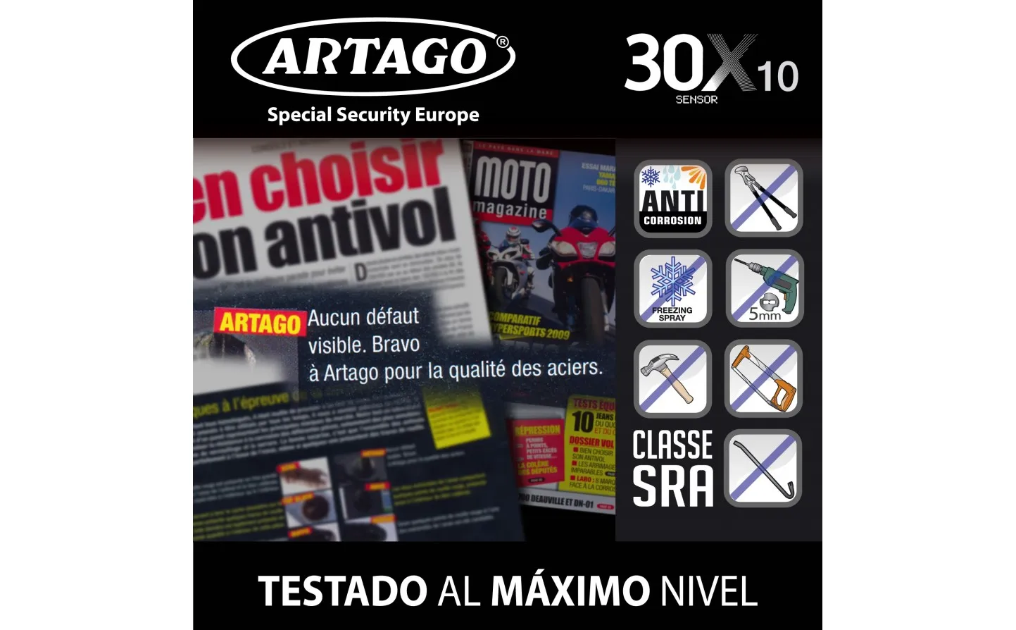 Candado Artago 30X Alarm+Warning 14mm SRA |30X14|