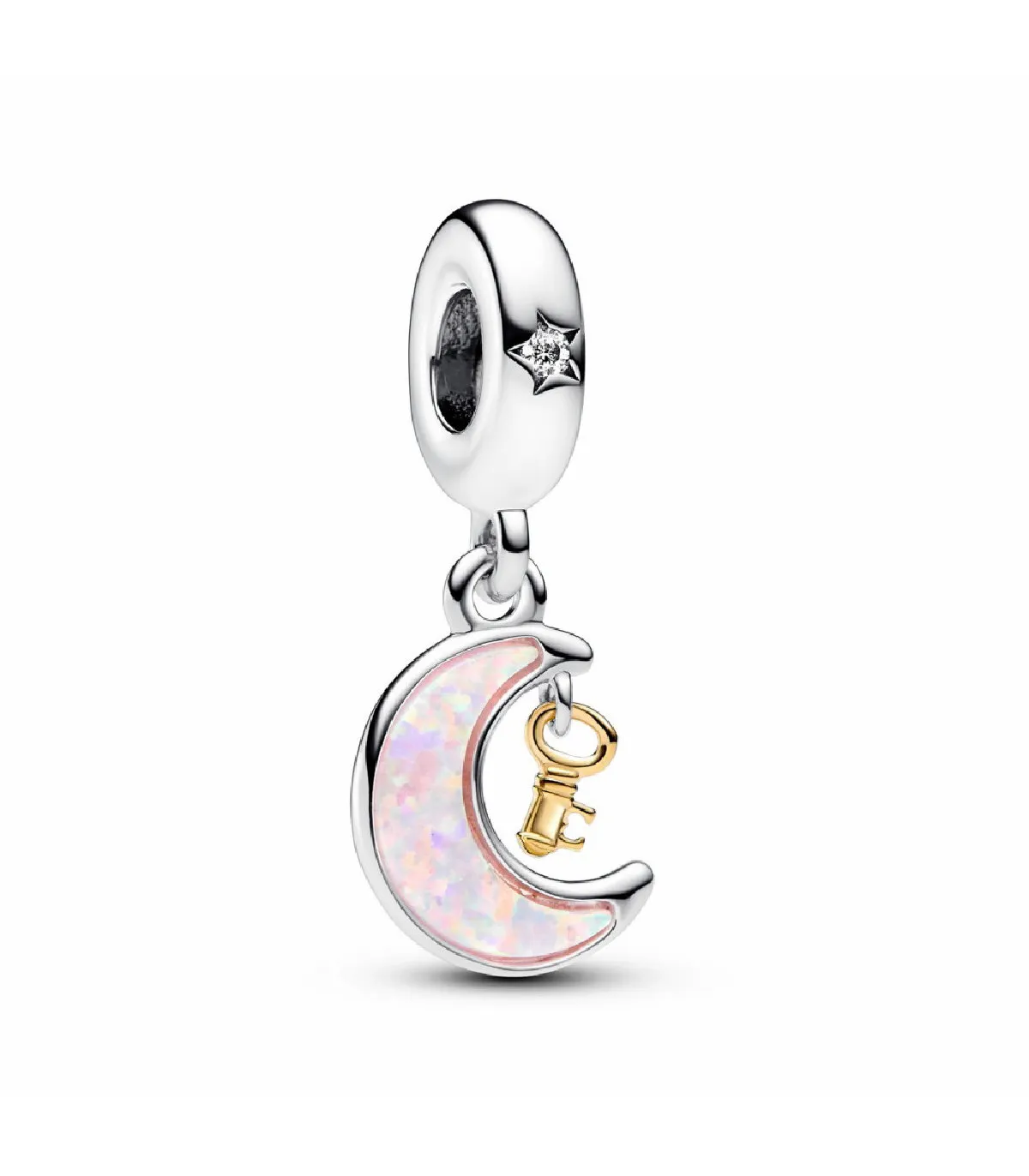 CHARM COLGANTE PANDORA LLAVE Y LUNA DE DOS TONOS  762985C01
