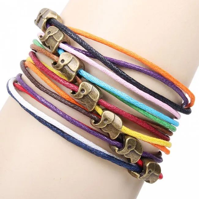 Cute Elephant Colorful Rope Bracelet