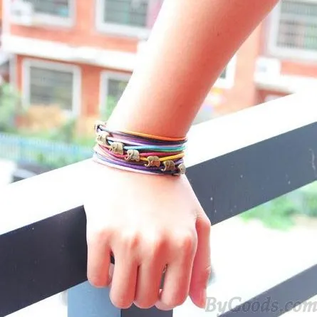 Cute Elephant Colorful Rope Bracelet