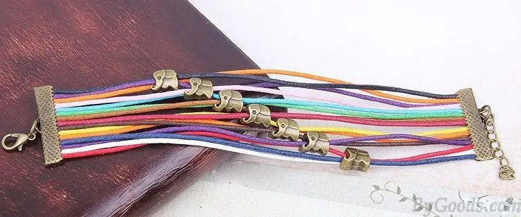 Cute Elephant Colorful Rope Bracelet