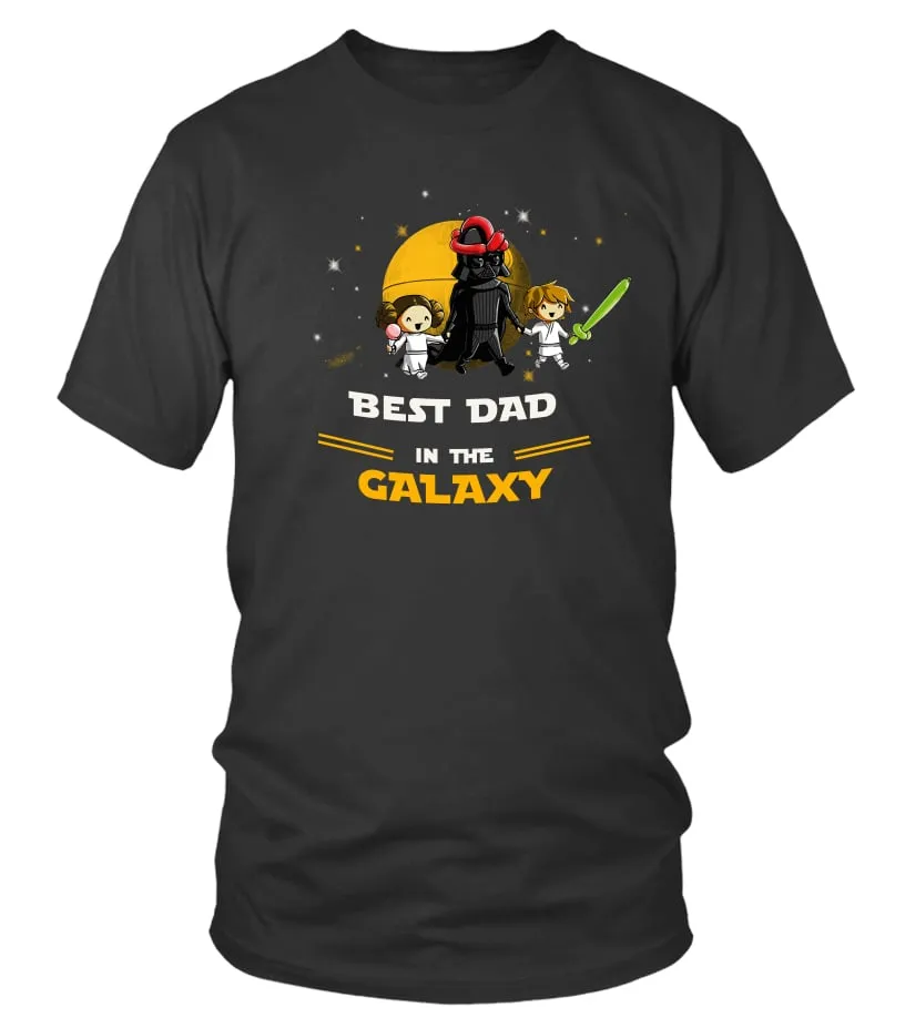 FATHER & SON & DAUGHTER  BEST DAD IN THE GALAXY CAMISETA CUELLO REDONDO UNISEX