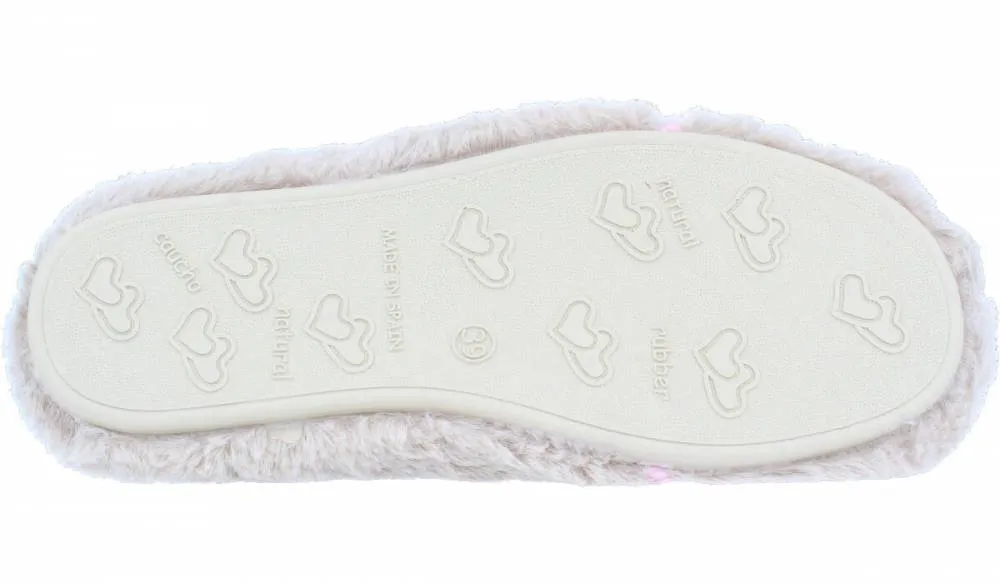 MACARENA HOME  ZAPATILLAS DE CASA MUJER CORAZONES BEIGE