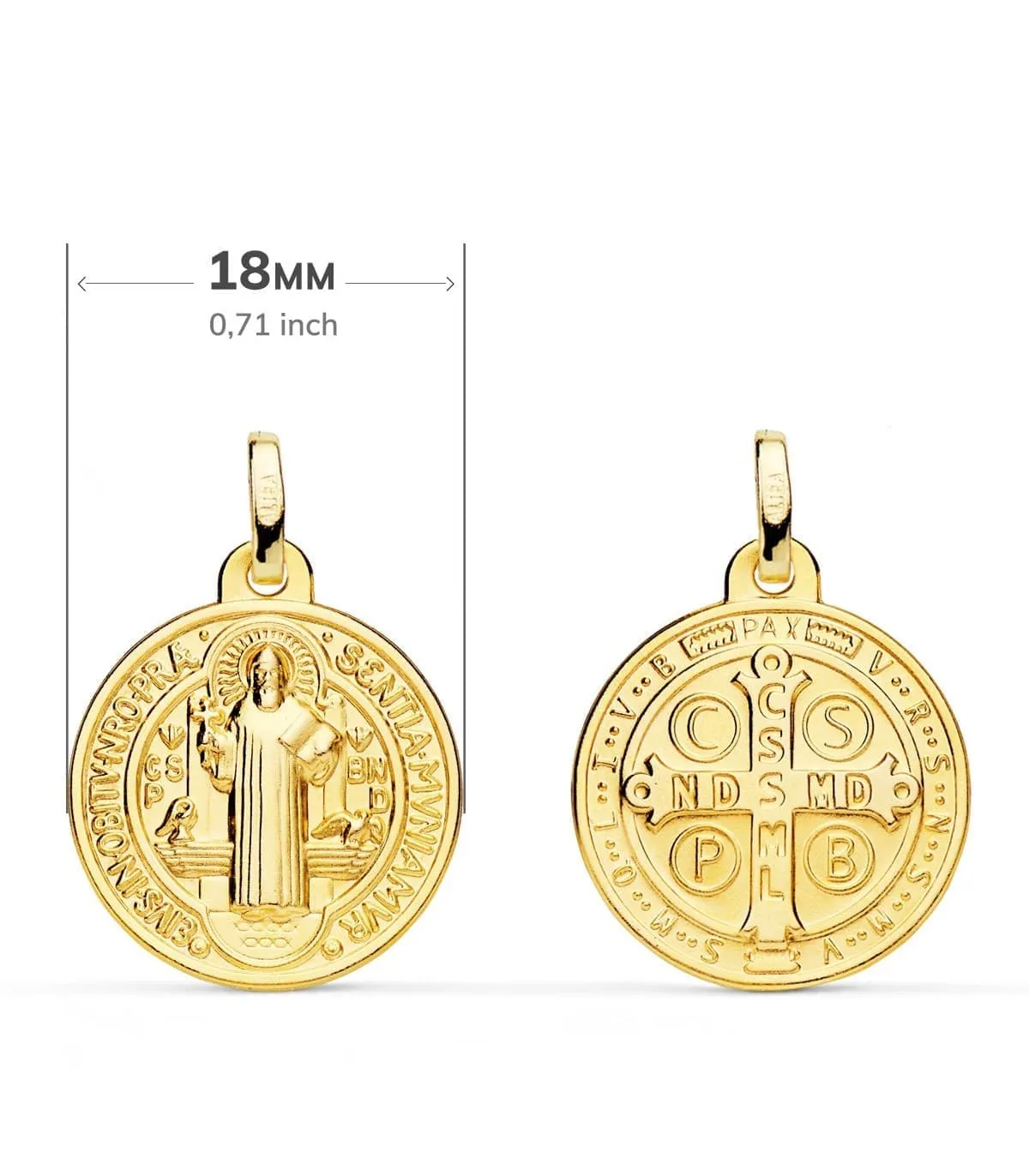 Médaille Saint Benoit Or 18K 18mm