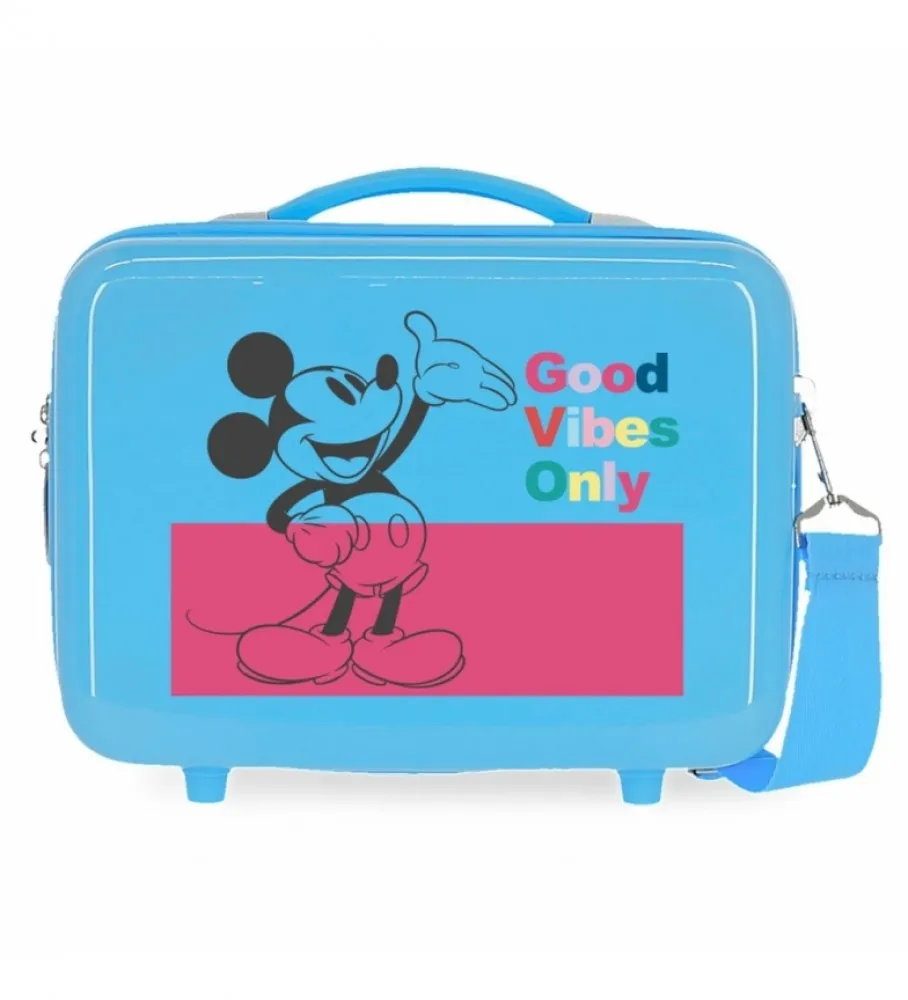 NECESER ABS MICKEY GOOD VIBES ONLY ADAPTABLE AZUL CLARO 29X21X15CM