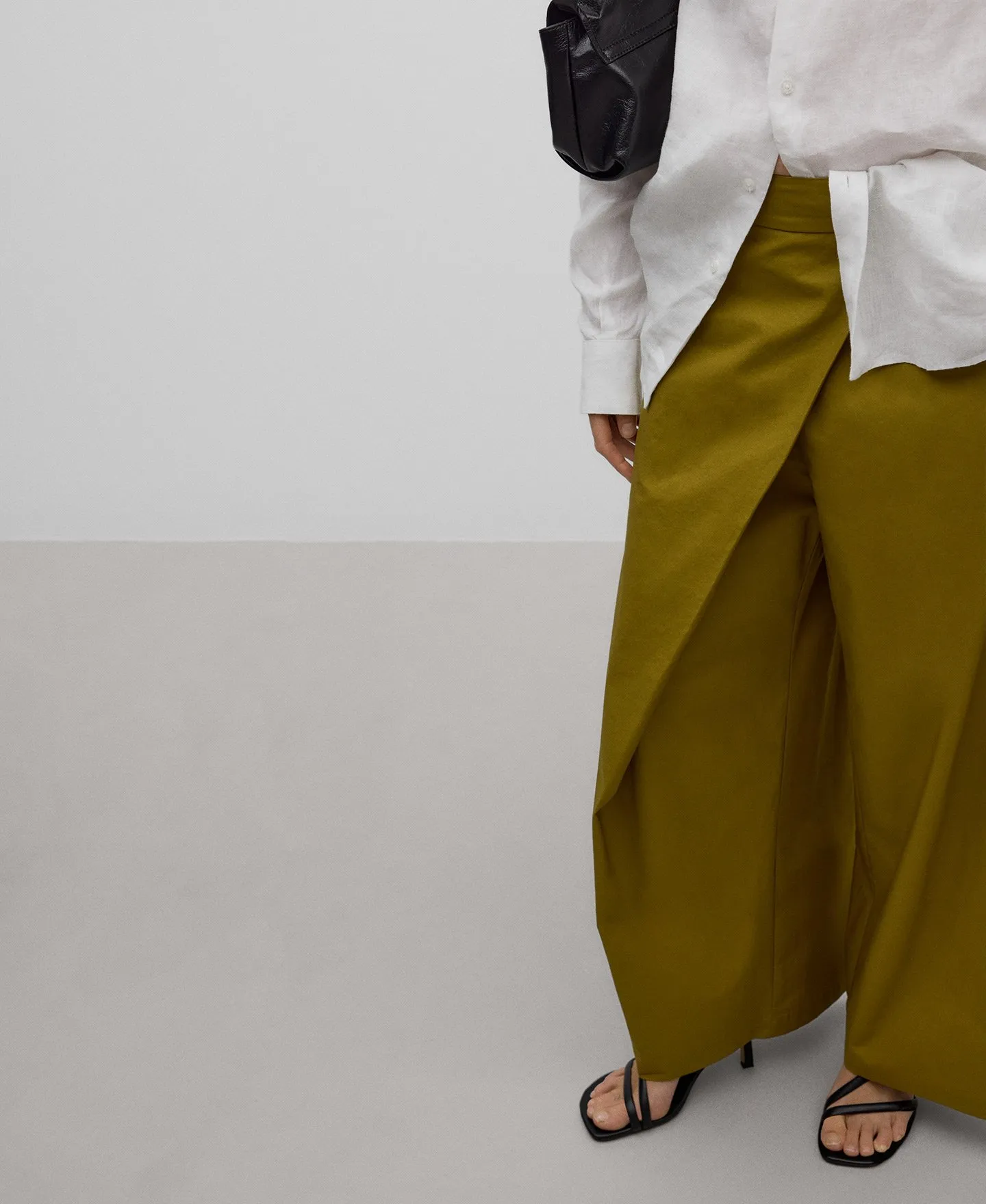 Pantalón algodón delantero cruzado mujer