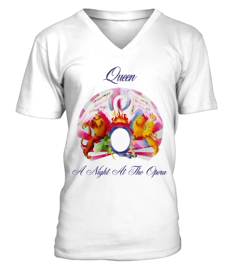 PGSRWT. QUEEN, 'A NIGHT AT THE OPERA' (1975) CAMISETA CUELLO EN V UNISEX
