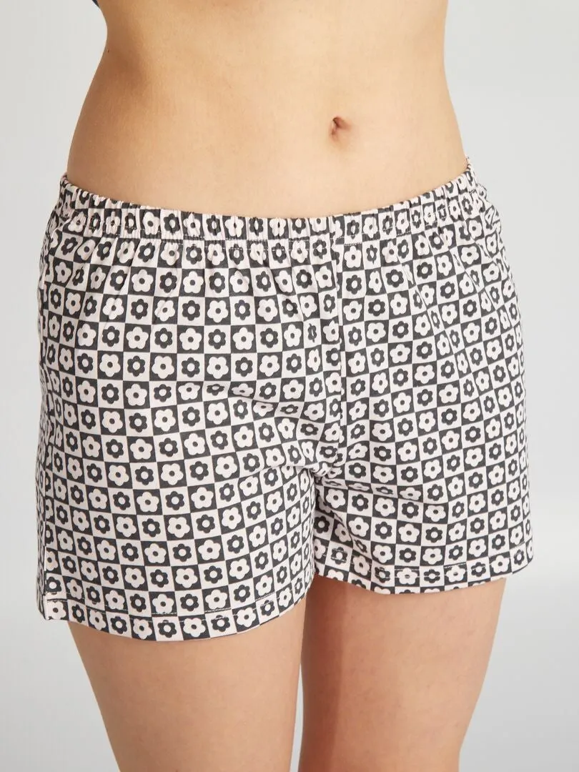 PIJAMA CORTO CON MENSAJE  2 PIEZAS  GRIS