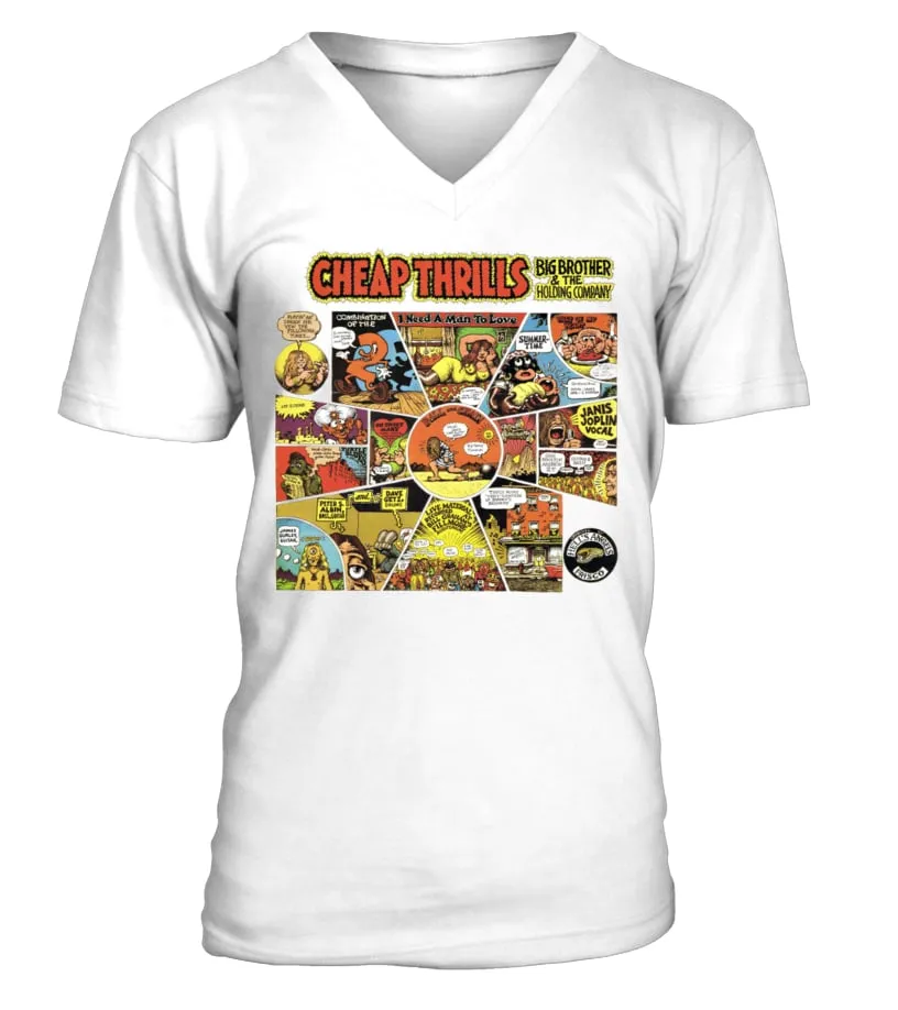 PSY200023WT. BIG BROTHER AND THE HOLDING COMPANY, 'CHEAP THRILLS' CAMISETA CUELLO EN V UNISEX