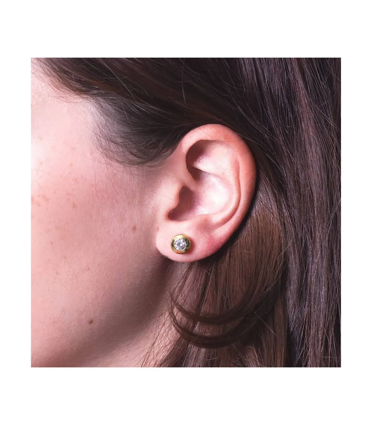 Puces d'oreilles or jaune Mercedes 7 mm 18 Carats