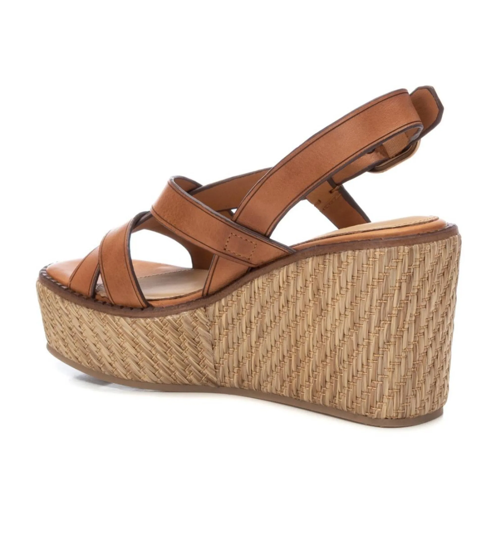 SANDALIAS DE PIEL 161546 MARRóN ALTURA CUñA 9CM