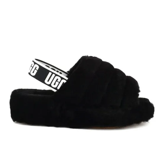 SANDALIAS UGG FLUFF  NEGRO