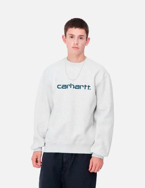 SUDADERA CARHARTT SWEAT  ASH HEATHER / DUCK BLUE