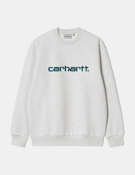 SUDADERA CARHARTT SWEAT  ASH HEATHER / DUCK BLUE