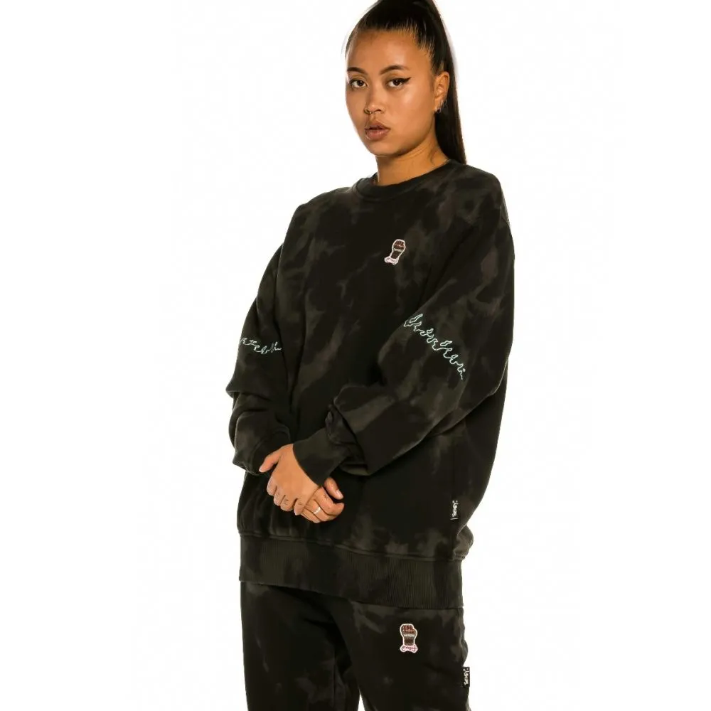SUDADERA UNISEX GRIMEY "DAY DREAMER" CREWNECK  BLEACHED BLACK | SPRING 22