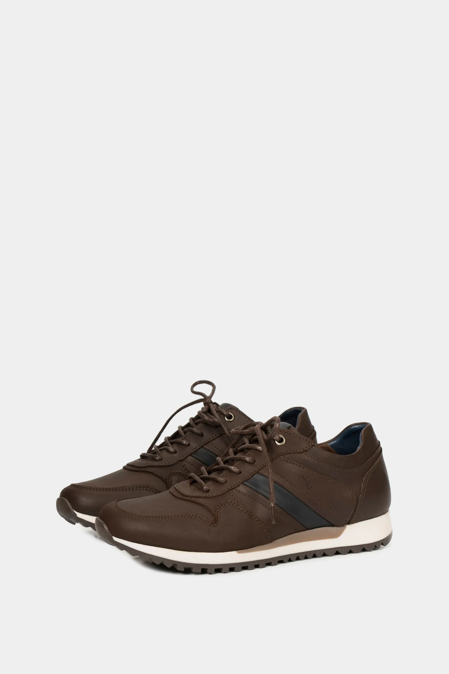 Tenis romeo de cuero para hombre efecto envejecido Cafe