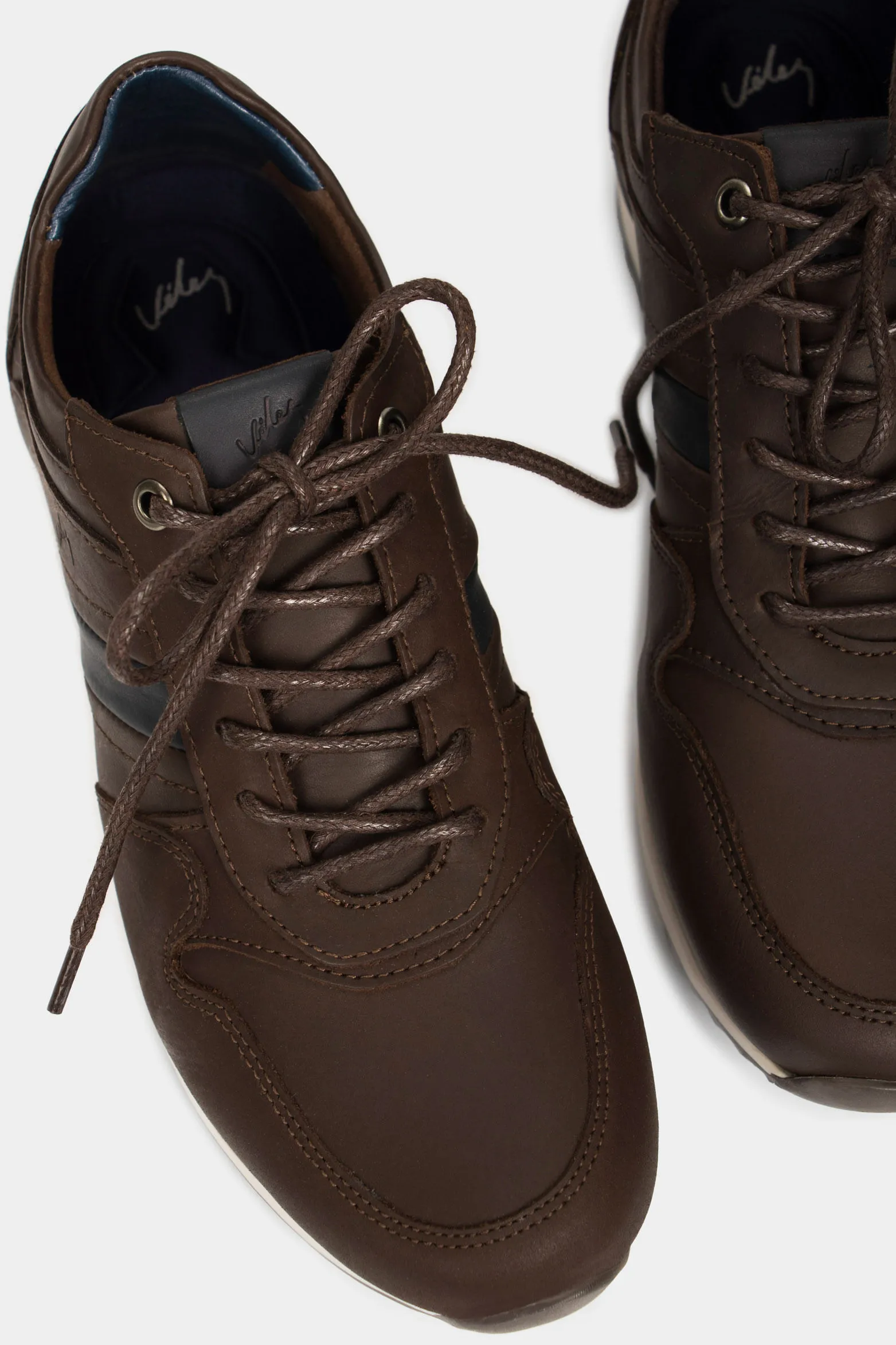 Tenis romeo de cuero para hombre efecto envejecido Cafe