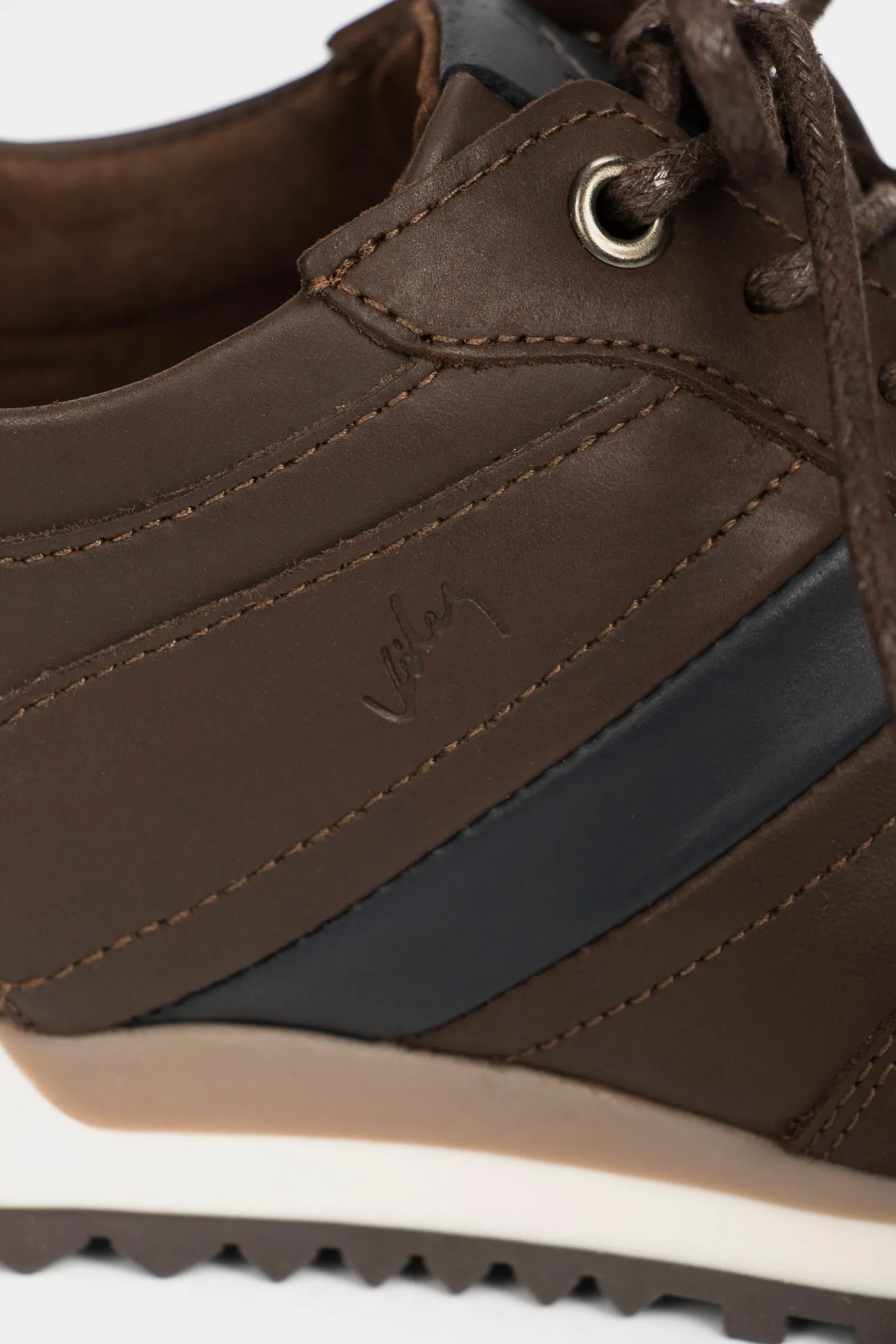 Tenis romeo de cuero para hombre efecto envejecido Cafe