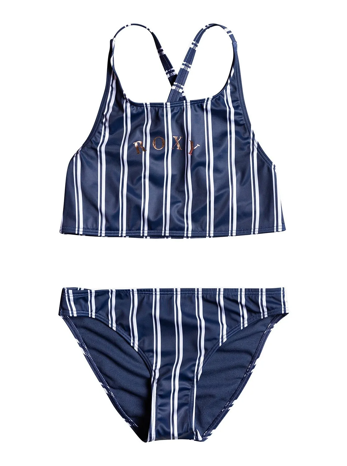 TRAJE DE BAñO ROXY JUST GOOD VIBES CROPTOP BICO  XBKW/MOOD INDIGO S AT DOWN STRIPE V  GIRL´S