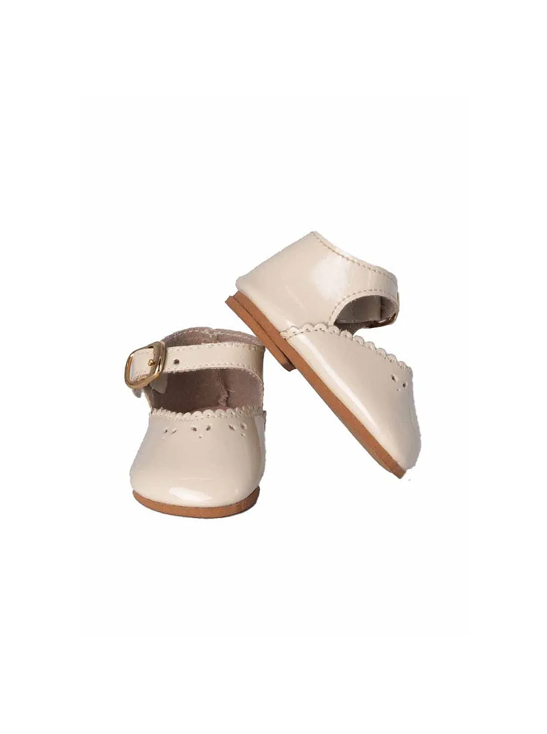 ZAPATOS MUñECA MARIQUITA PéREZ CHAROL BEIG  VINILO 50CM.