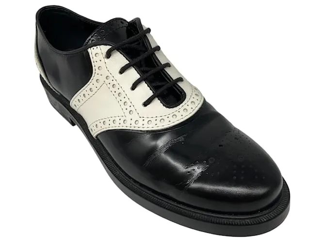 Zapatos Oxford de cuero negro / blanco de Tod's 